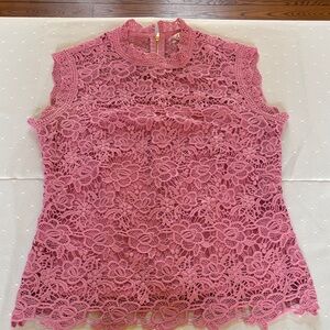 Nanette Lepore Dusty Rose Crochet Lace Shell